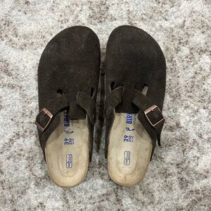 Birkenstock Dark Brown Suede Slip-Ons